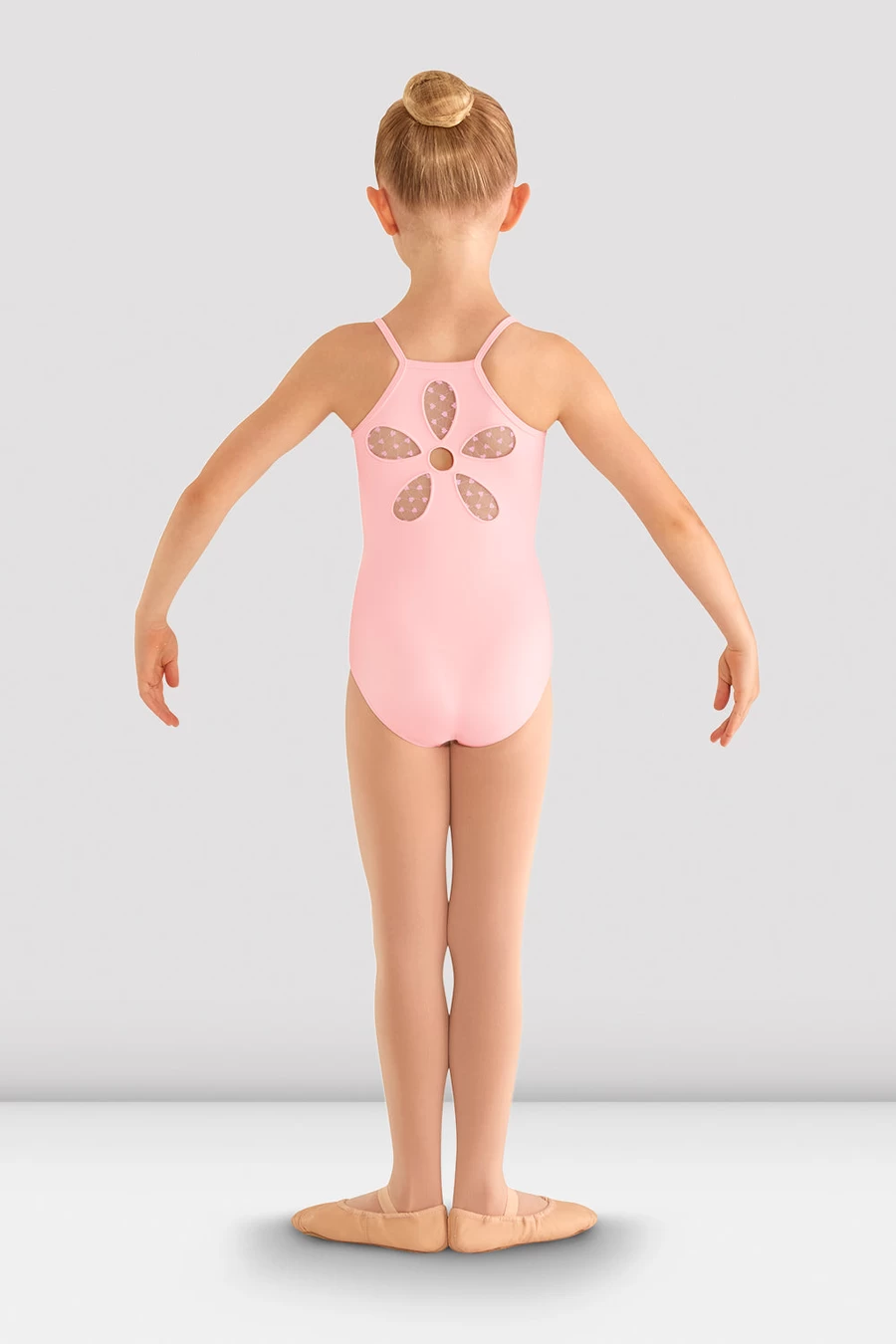 Maillot Con Espalda De Malla Y Flor De Begonia Para Niña Bloch