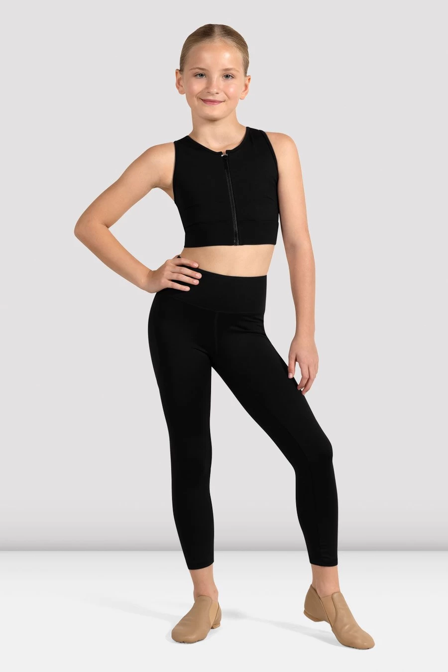 Bloch Girls Shan Zip Front Crop Top