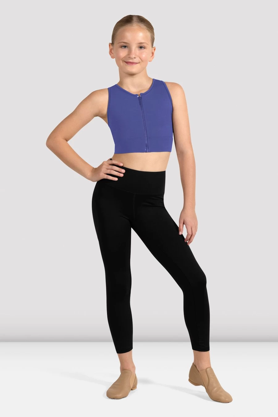 Bloch Dievčatá Shan Zips Predný Crop Top